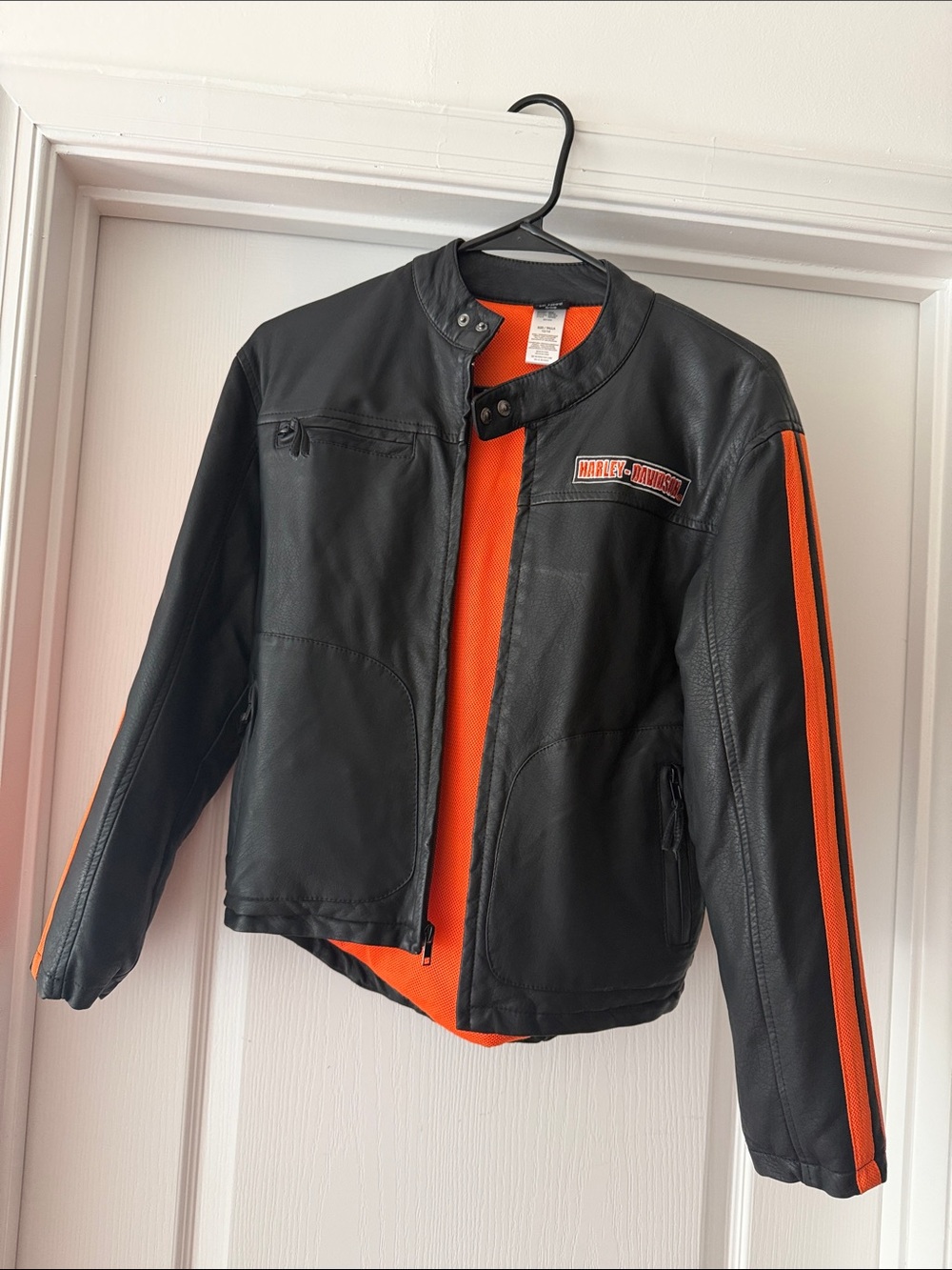 Harley-Davidson Black Jacket with Orange Lining & Sleeve Stripes